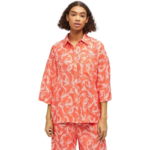 Textiel Dames Tops / Blousjes Object Shirt Rio 3/4 - Hot Coral Orange
