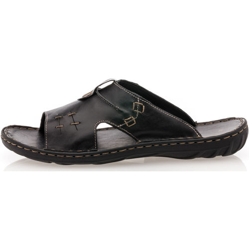 Schoenen Heren Leren slippers Enrico Azzi sandalen / blootsvoets man zwart Zwart