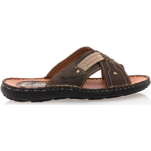 Schoenen Heren Leren slippers Valmonte sandalen / blootsvoets man bruin Brown