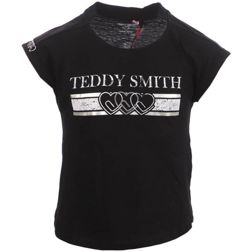 Textiel Meisjes T-shirts korte mouwen Teddy Smith  Zwart