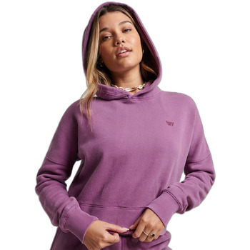 Textiel Dames Sweaters / Sweatshirts Superdry Sweatshirt à capuche court délavé femme Violet