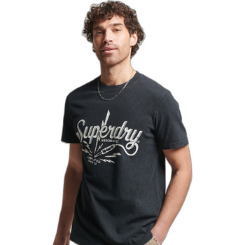Textiel Heren T-shirts korte mouwen Superdry T-shirt  Vintage Merch Store Zwart
