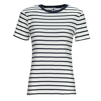 Textiel Dames T-shirts korte mouwen Petit Bateau MC COL ROND Marine / Wit