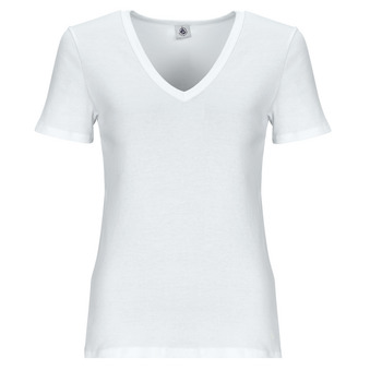 Textiel Dames T-shirts korte mouwen Petit Bateau MC COL V Wit