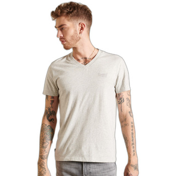 Textiel Heren T-shirts korte mouwen Superdry T-shirt à col V en coton bio  Vintage Logo Grijs