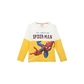 Textiel Jongens T-shirts met lange mouwen TEAM HEROES  T SHIRT SPIDERMAN Wit / Geel
