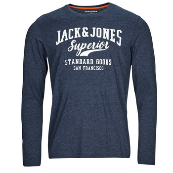 Textiel Heren T-shirts met lange mouwen Jack & Jones JJLOGO TEE LS O-NECK 1 COL MEL Marine