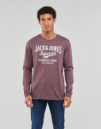Textiel Heren T-shirts met lange mouwen Jack & Jones JJLOGO TEE LS O-NECK 1 COL MEL Bordeaux