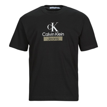 Textiel Heren T-shirts korte mouwen Calvin Klein Jeans STACKED ARCHIVAL TEE Zwart