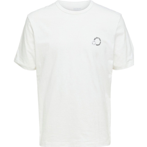 Textiel Heren T-shirts & Polo’s Selected Logo Print T-Shirt - Cloud Dancer Wit