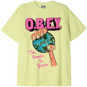 Textiel Heren T-shirts & Polo’s Obey the world is yours Groen