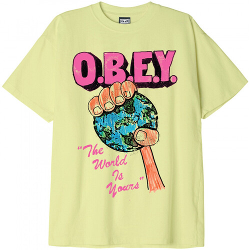 Textiel Heren T-shirts & Polo’s Obey the world is yours Groen