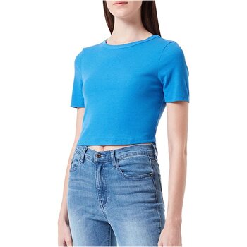 Textiel Dames T-shirts & Polo’s Only ONLMAJA L/S CROPPED PLAIN TOP JRS Blauw