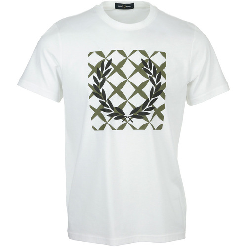 Textiel Heren T-shirts korte mouwen Fred Perry Cross Stitch Printed T-Shirt Wit