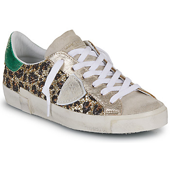 Schoenen Dames Lage sneakers Philippe Model PRSX LOW WOMAN Leopard / Groen / Beige