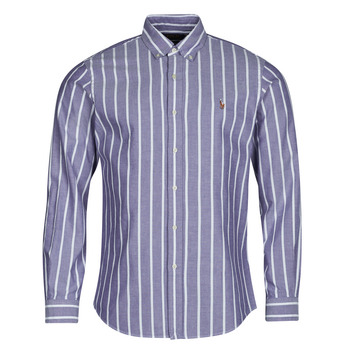 Textiel Heren Overhemden lange mouwen Polo Ralph Lauren CHEMISE COUPE DROITE EN OXFORD Blauw / Wit / Heritage / Royal
