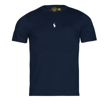 Textiel Heren T-shirts korte mouwen Polo Ralph Lauren T-SHIRT AJUSTE EN COTON LOGO CENTRAL Marine / Navy