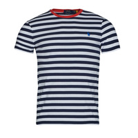 Textiel Heren T-shirts korte mouwen Polo Ralph Lauren T-SHIRT AJUSTE EN COTON MARINIERE Marine / Wit / Rood / Cruise / Navy / Wit