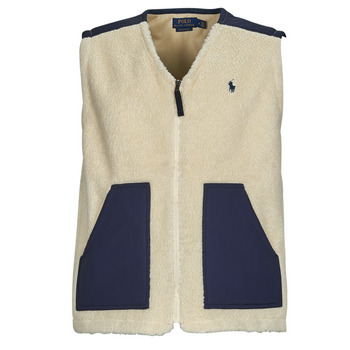 Textiel Heren Fleece Polo Ralph Lauren POLAIRE SHERPA ZIPPEE SANS MANCHE Marine / Creme