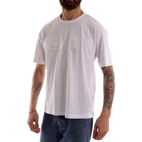 Textiel Heren T-shirts korte mouwen Emporio Armani EA7 3RPT09 Wit