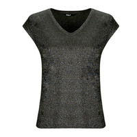 Textiel Dames T-shirts korte mouwen Only ONLSILVERY S/S V NECK LUREX TOP JRS Brown