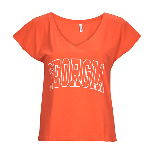 Textiel Dames T-shirts korte mouwen Only ONLKELLY S/S V-NECK TOP BOX CS JRS Orange