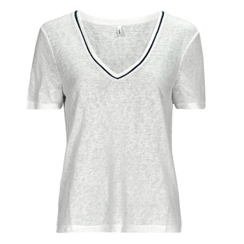 Textiel Dames T-shirts korte mouwen Only ONLDORIT S/S V-NECK SHINE TOP JRS Wit