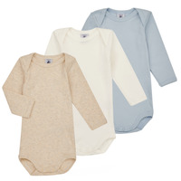 Textiel Kinderen Pyjama's / nachthemden Petit Bateau BODY US ML PASTEL PACK X3 Blauw / Wit / Beige
