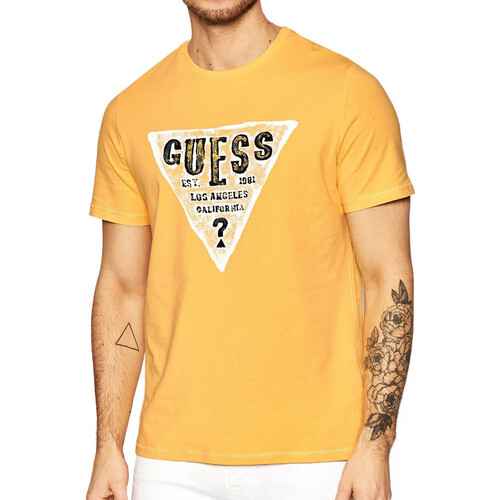 Textiel Heren T-shirts & Polo’s Guess  Geel