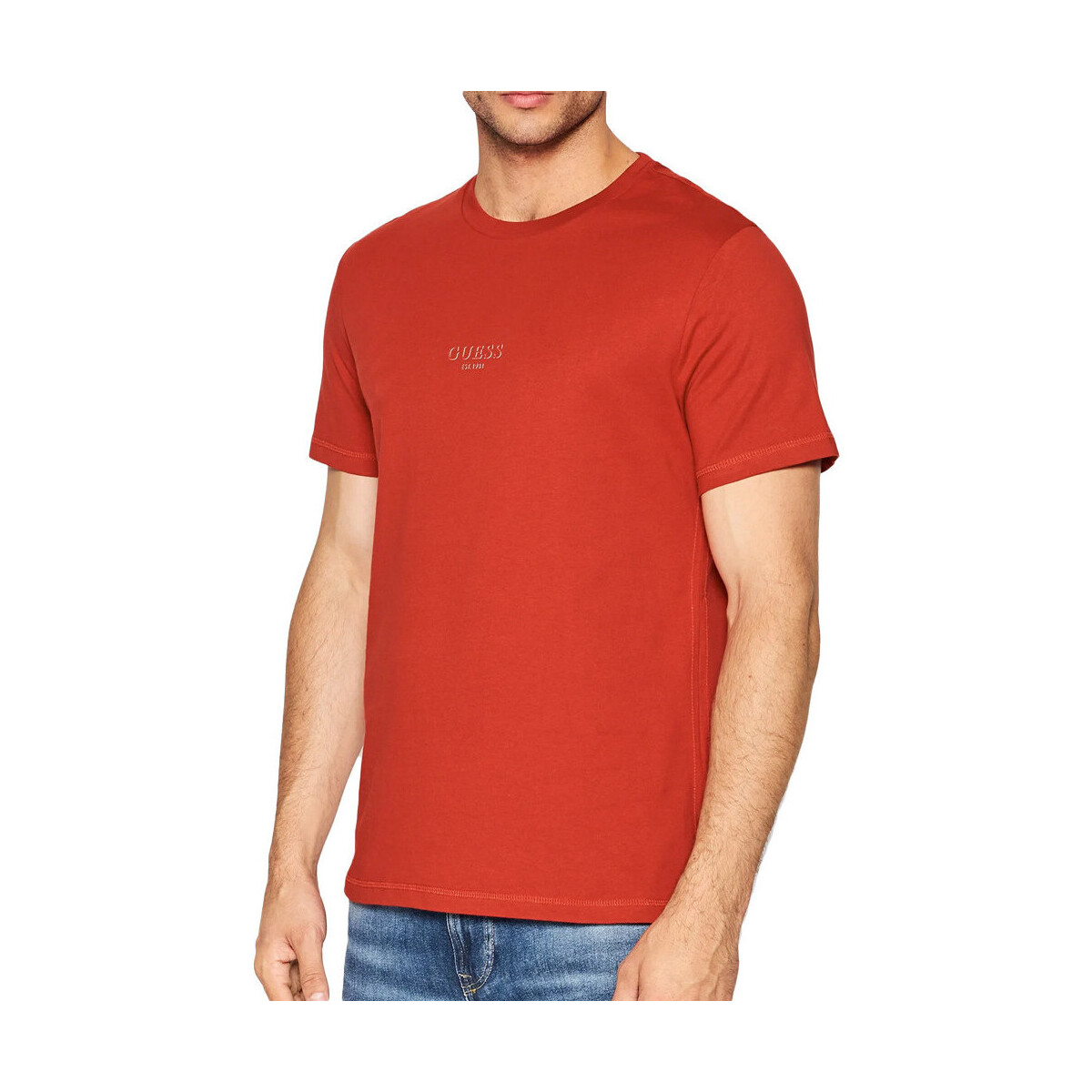 Textiel Heren T-shirts & Polo’s Guess  Rood