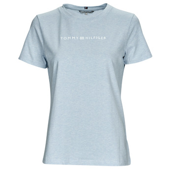 Textiel Dames T-shirts korte mouwen Tommy Hilfiger REG FROSTED CORP LOGO C-NK SS Blauw / Ciel