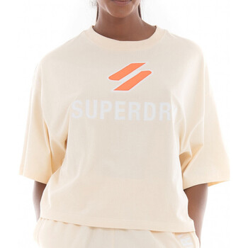 Textiel Dames T-shirts korte mouwen Superdry  Beige
