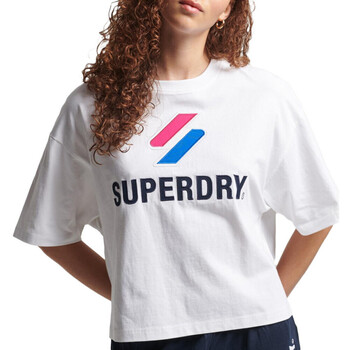 Textiel Dames T-shirts korte mouwen Superdry  Wit
