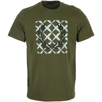 Fred Perry Cross Stitch Printed T-Shirt Groen