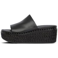 Schoenen Dames Leren slippers FitFlop ELOISE ESPADRILLE WEDGES BLACK Zwart