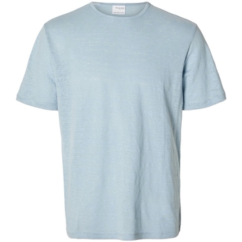 Textiel Heren T-shirts & Polo’s Selected T-Shirt Bet Linen - Cashmere Blue Blauw