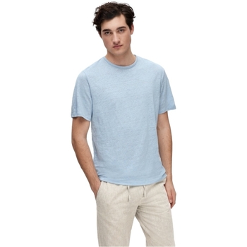 Selected T-Shirt Bet Linen - Cashmere Blue Blauw