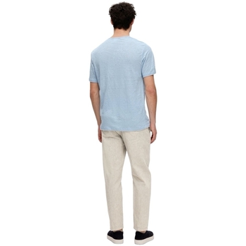 Selected T-Shirt Bet Linen - Cashmere Blue Blauw