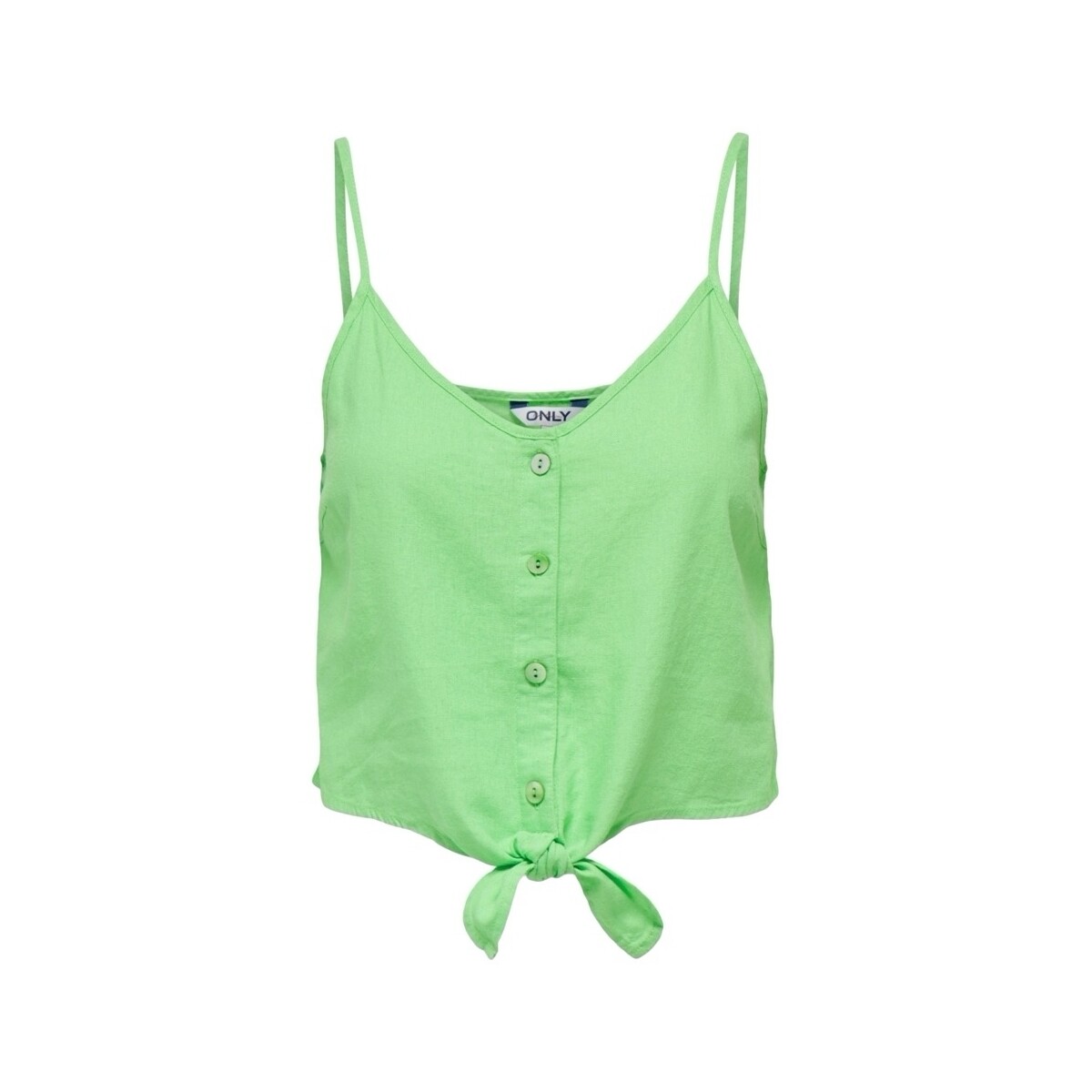 Textiel Dames Tops / Blousjes Only Top Caro Strap Linen - Summer Green Groen