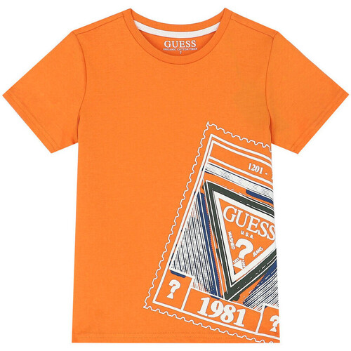 Textiel Jongens T-shirts korte mouwen Guess  Orange