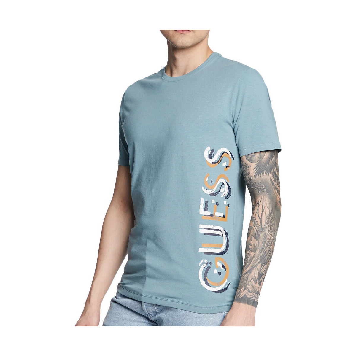 Textiel Heren T-shirts & Polo’s Guess  Blauw