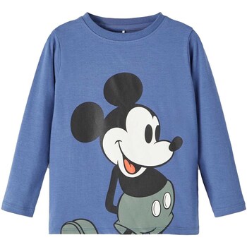 Textiel Jongens T-shirts & Polo’s Name it T-Shirt  Nmmdux Mickey Manica Lunga Blu Blauw