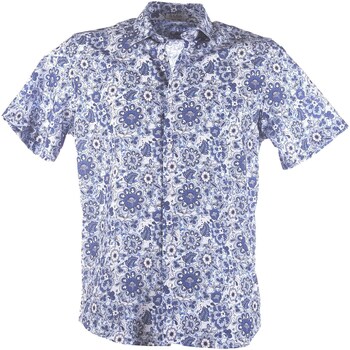 Textiel Heren Overhemden korte mouwen Sl56 Camicia  Colletto Uomo Gera Blauw
