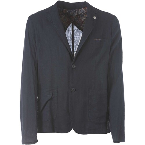 Textiel Heren Jacks / Blazers V2brand Giacca Sartoriale Lino Blauw