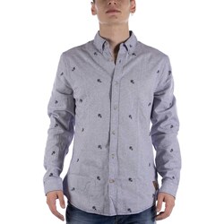 Textiel Heren Overhemden lange mouwen Scotch & Soda Camicia  Embroidered Oxford Blu Blauw