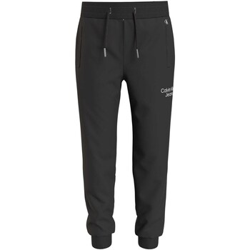 Textiel Jongens Broeken / Pantalons Calvin Klein Jeans Pantaloni  Stack Logo Sweatpants Zwart