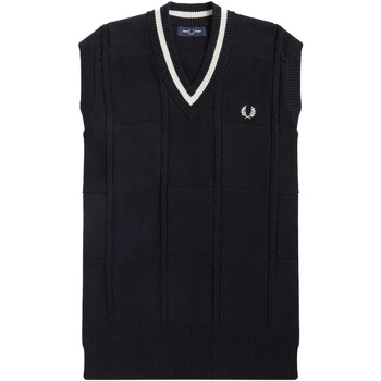 Textiel Heren Sweaters / Sweatshirts Fred Perry Maglione  Fp Cable Knit Tank Nero Zwart