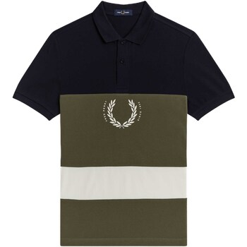 Textiel Heren T-shirts & Polo’s Fred Perry Fp Printed Colour Block Poloshirt Blauw