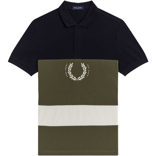 Textiel Heren T-shirts & Polo’s Fred Perry Fp Printed Colour Block Poloshirt Blauw