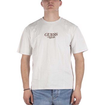 Textiel Heren T-shirts & Polo’s Guess T-Shirt  Go Brent Logo Script Beige Beige